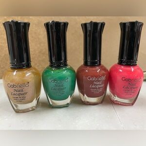 Gabriella Nail Lacquer Collection - Cream Pearl, Coffee, Mystic Grass, & Pink